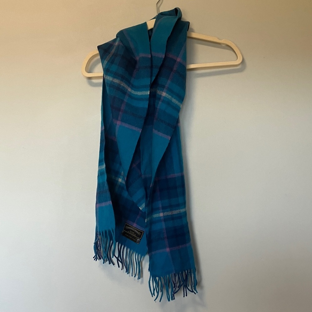 James Pringle Weavers 100% Wool Blue Plaid Scarf